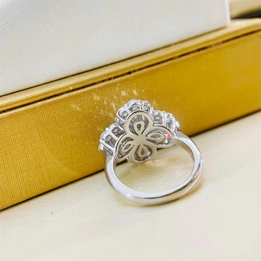 Fashion 4 Leaf Petal Ring First Order -10 Solid S925 Silver Jewelry Women's Wedding Party Gift