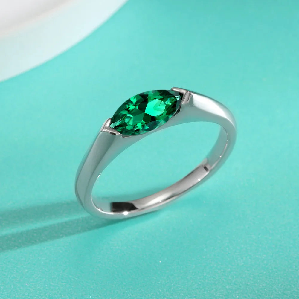 1ct Olive Moissanite Ring D Color Laboratory Diamond Rings Jewelry 18K Gold Plated S925 Silver Certificate