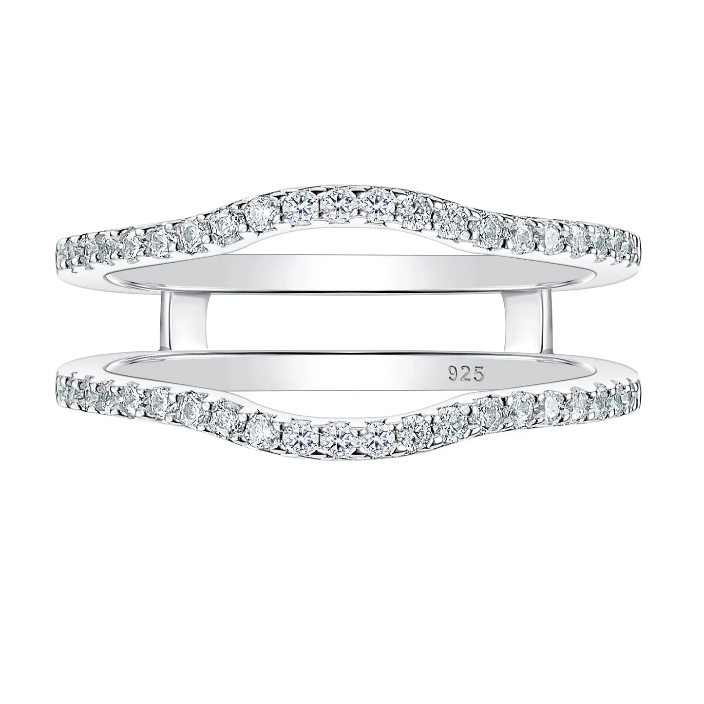 925 Sterling Silver Adjustable Guard Enhancer Curved Ring AAAAA Cubic Zircon Stack Wrap for Women Engagement Fine Jewelry