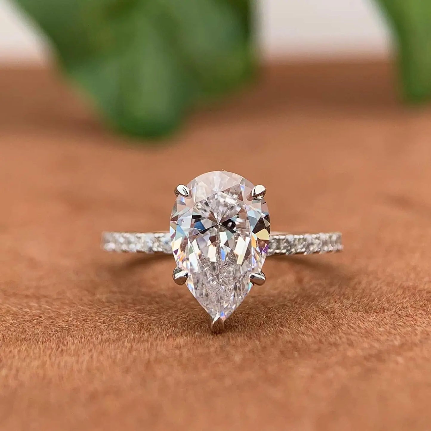 Super Sparkling Pear shaped Moissanite Drop Ring Women with Certificate 1-2ct Laboratory Diamond Rings Jewelry S925 Silver