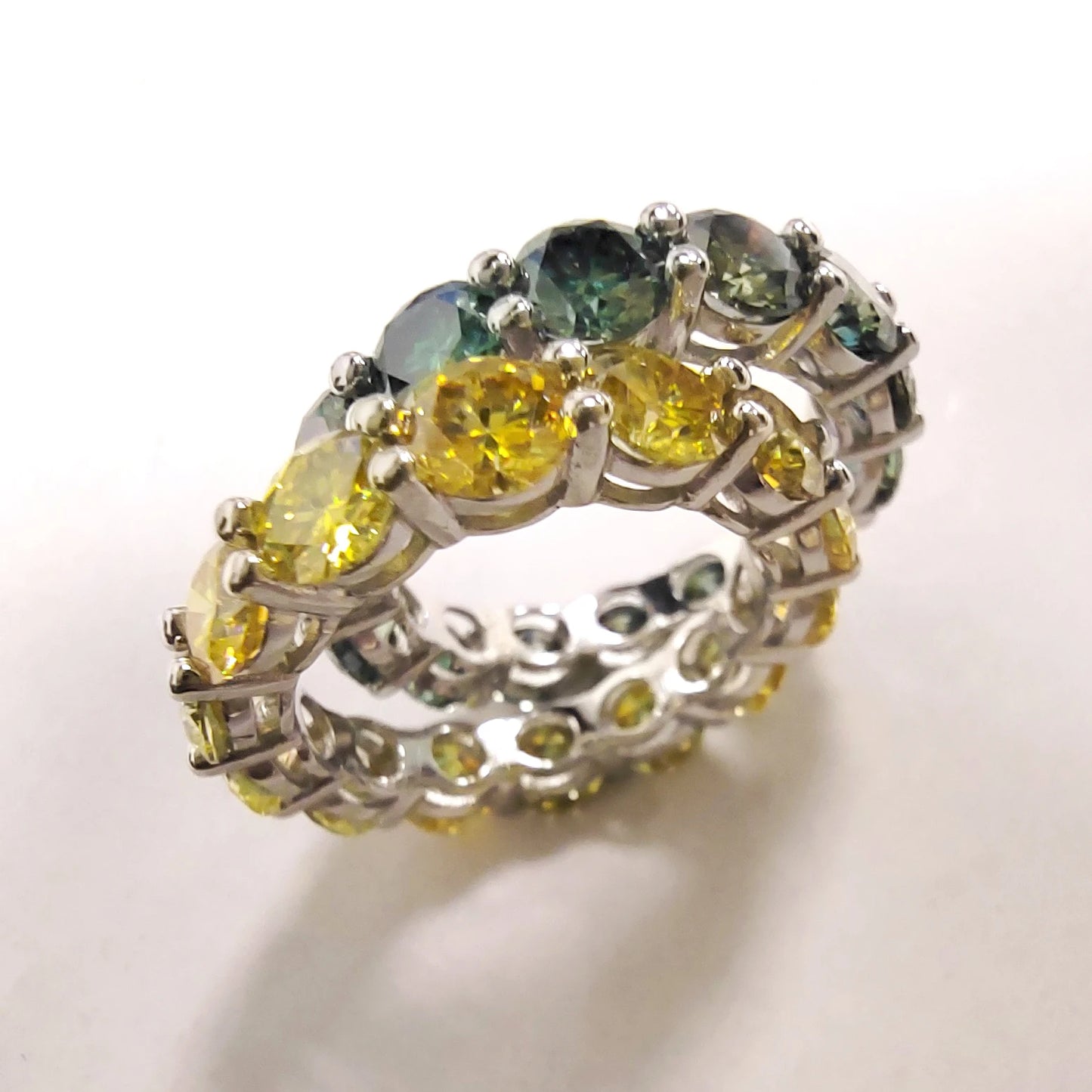 Full 5mm Yellow Moissanite Ring for Women Lab Created Diamond S925 Silver Jewelry Eternity Wedding Rings with Certificate