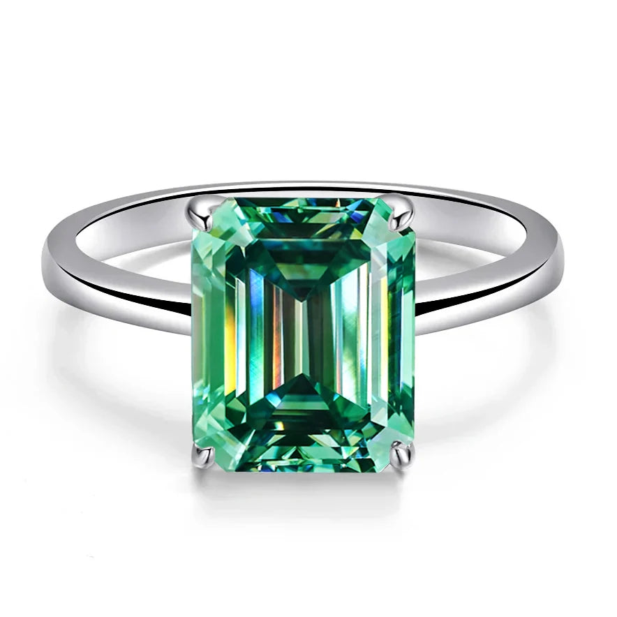 8x10MM 4ct Yellow Moissanite Ring Women with Certificate Passed Diamond Testing Rings Jewelry S925 Silver Gold-Plated
