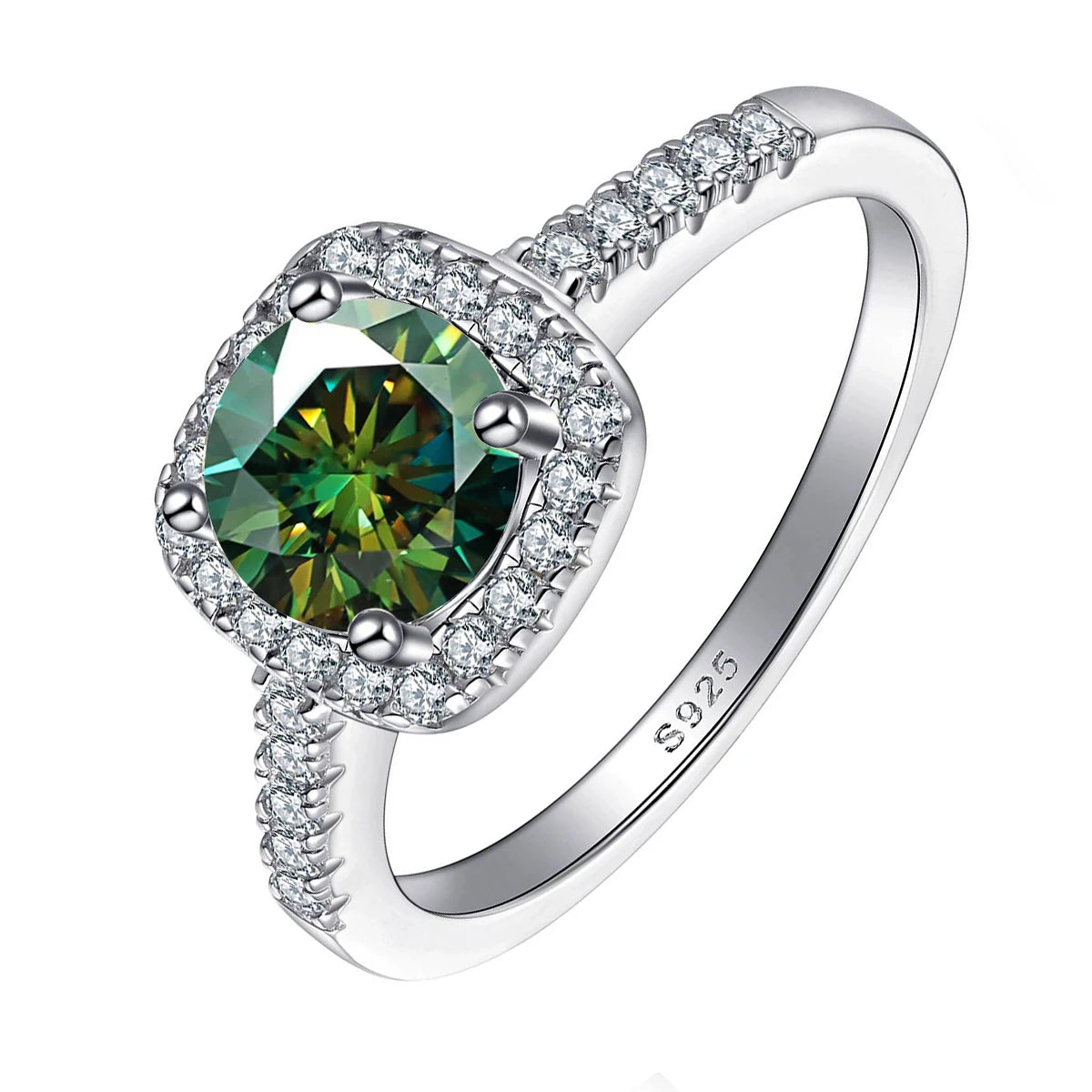 Luxury 100% 1-2ct Color Moissanite Ring with Certificate Passed Diamond Test S925 Silver Ring Women Jewelry Gift