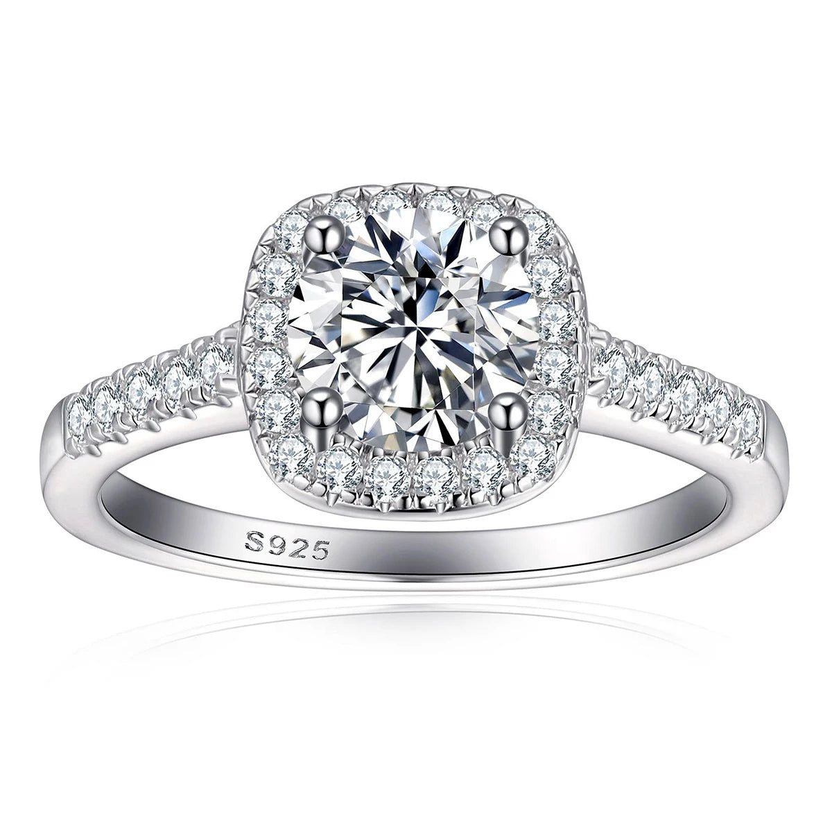 Luxury 100% 1-2ct Color Moissanite Ring with Certificate Passed Diamond Test S925 Silver Ring Women Jewelry Gift