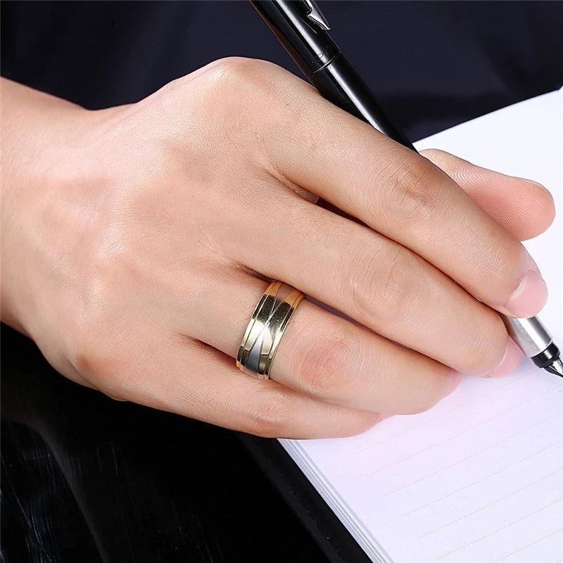 Couple Rings Women White Crystal Rhinestones Rings Set Men Stainless Steel Rings Wedding Band Jewelry Gifts For Lover
