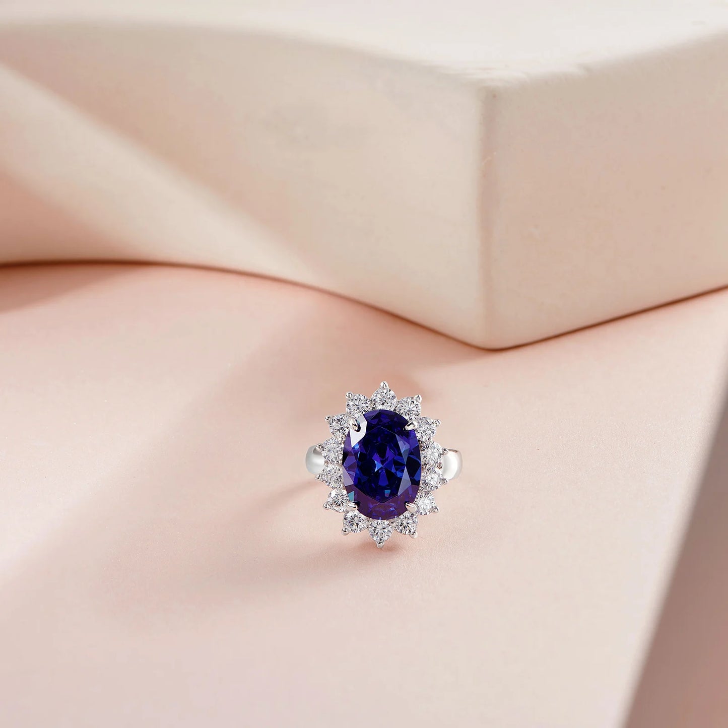 Vintage Solid 925 Sterling Silver Oval Blue Tanzanite Engagement Rings for Women Cocktail Party Wedding Luxury Jewelry