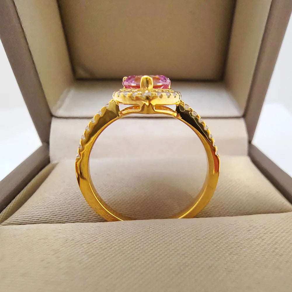 Heart Shaped Gold Ring Pink Moissanite 2CT 8MM with Certificate 100%-S925 Women's Women's Jewelry Wedding Party Gift