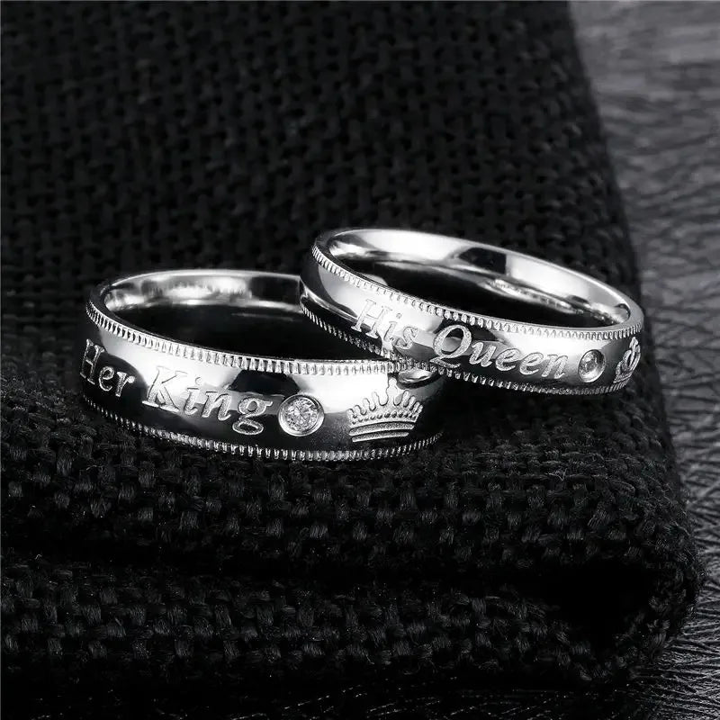 Couple Rings Her King His Queen Statement Rings Zircon Crown Ring Romantic Anniversary Wedding Band Ring