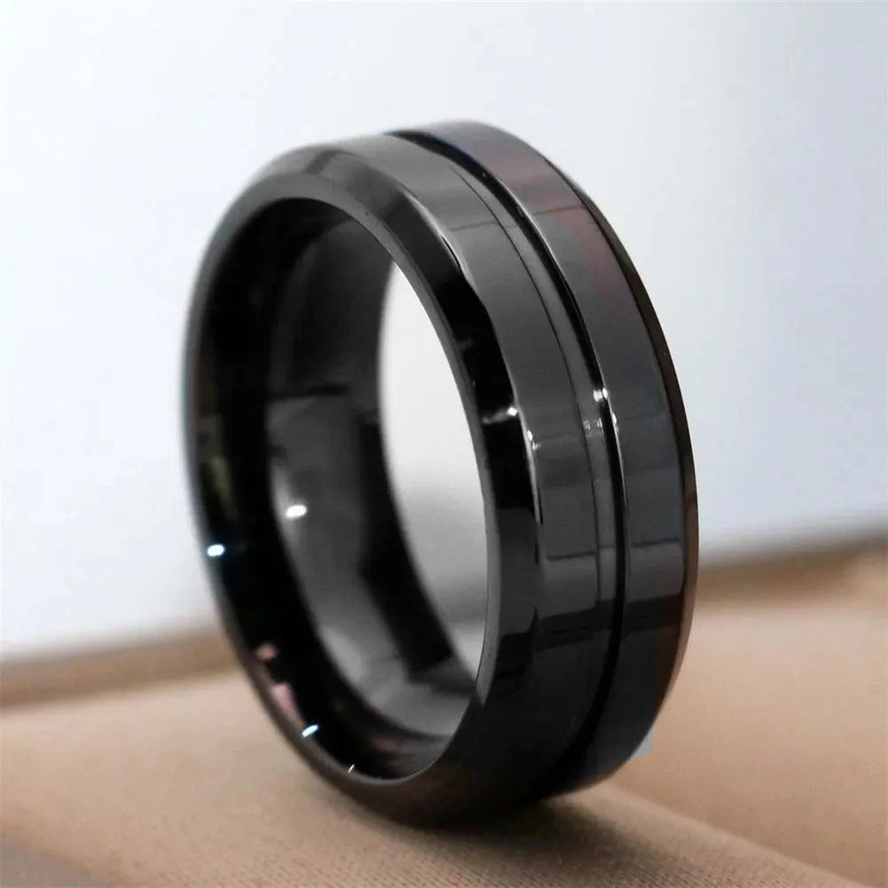 Couple Rings Romantic Women Black Rhinestones CZ Rings Set Trendy Men Stainless Steel Ring Wedding Band Jewelry Gifts
