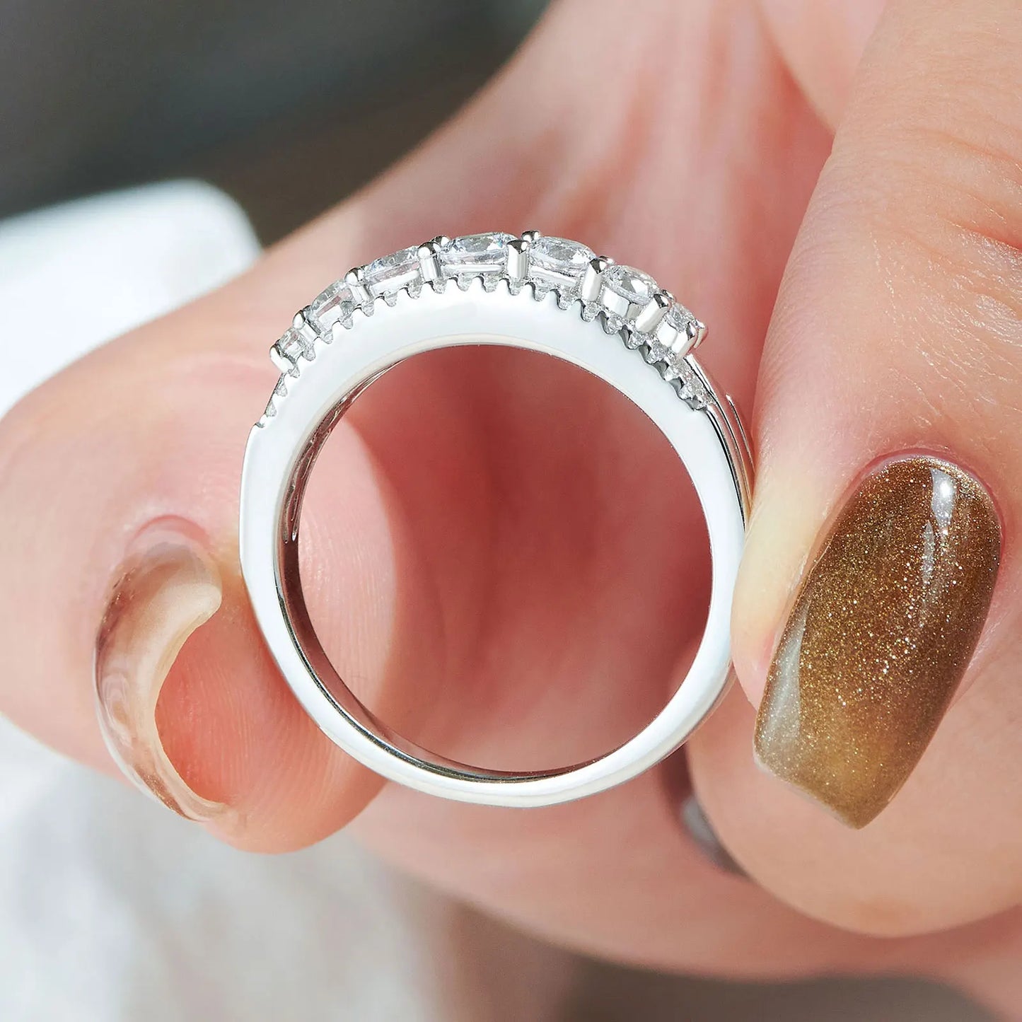 Luxury Moissanite Wedding Rings for Women Original 925 Sterling Silver Eternity Band Brilliant Engagement Ring Jewelry