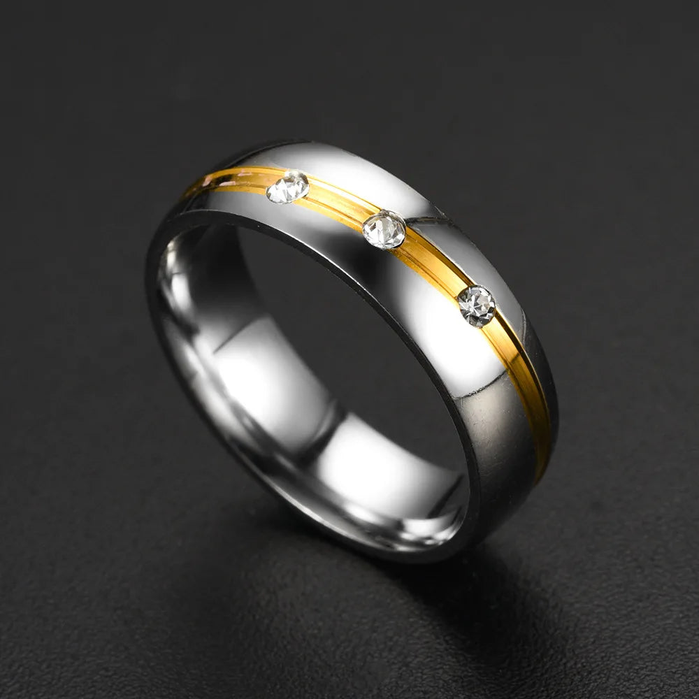 Trendy Couple Rings For Men Women Inlay Rhinestones Zirconia Rings Wedding Party Jewelry Valentines Day Gifts
