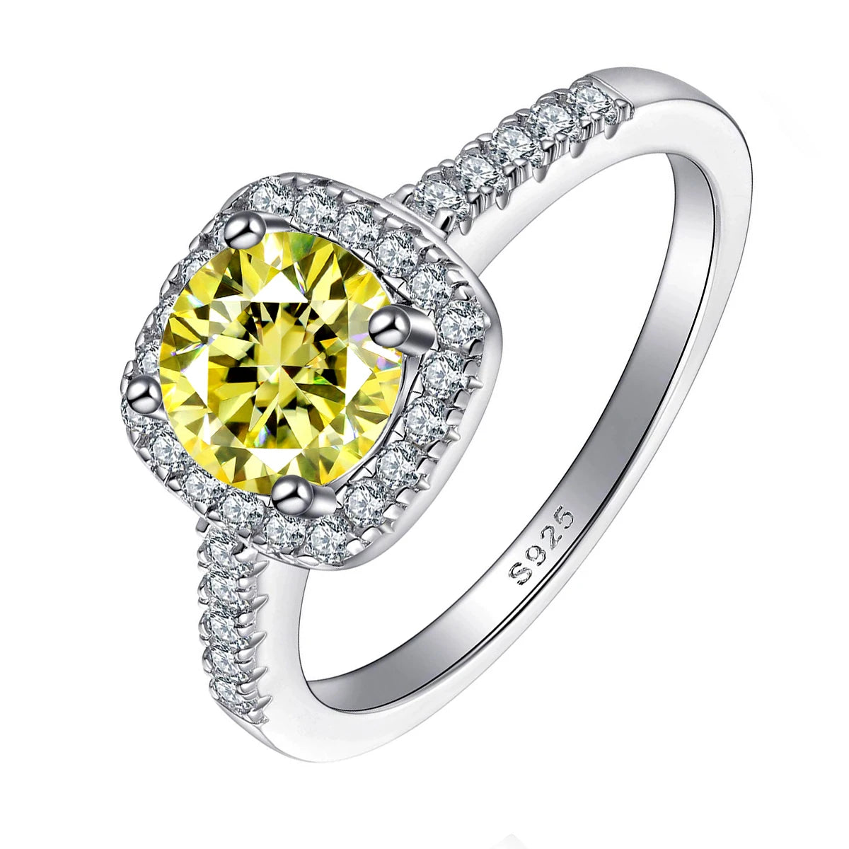 Luxury 100% 1-2ct Color Moissanite Ring with Certificate Passed Diamond Test S925 Silver Ring Women Jewelry Gift