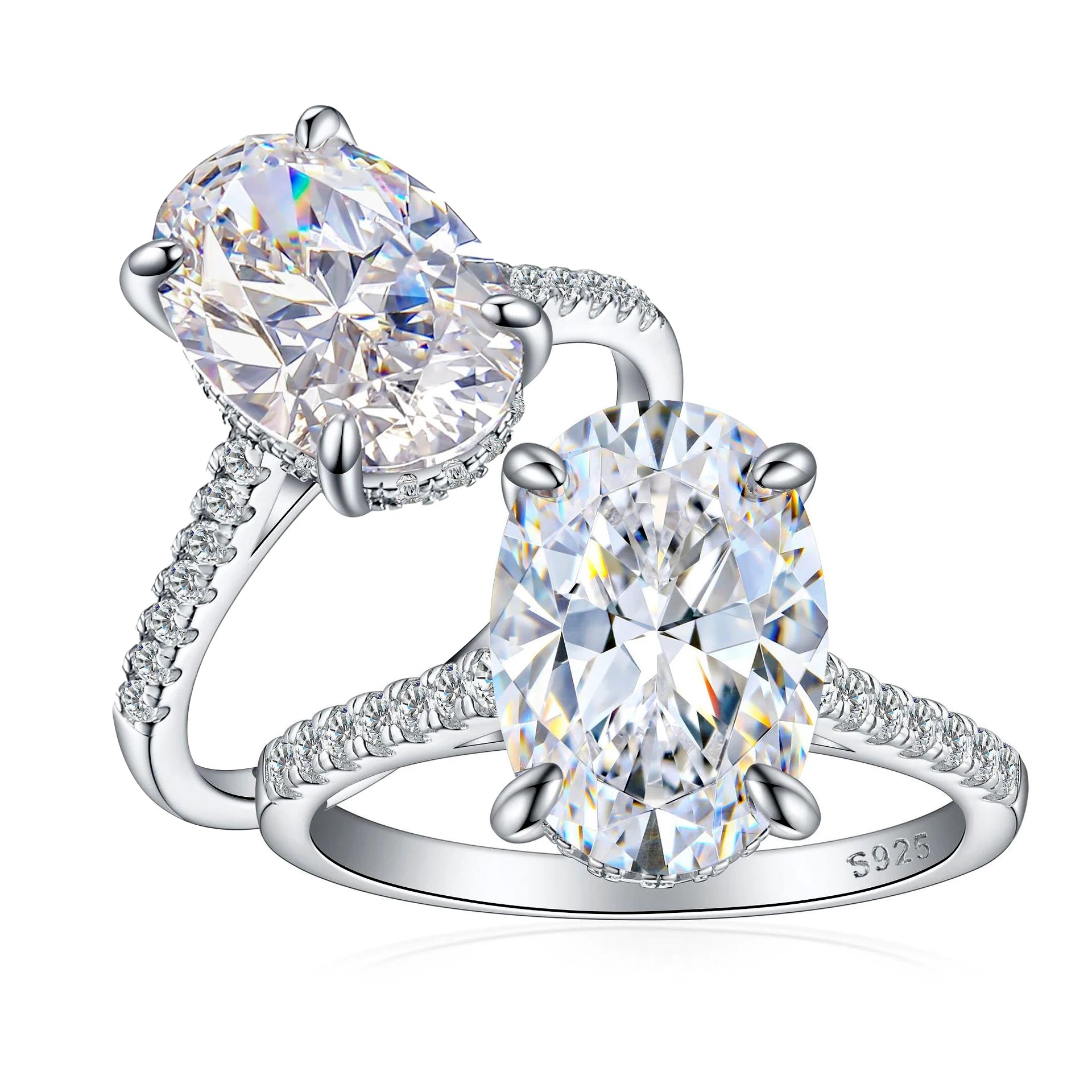 100% Genuine 6ct Oval Moissanite Ring Women with Certificate Laboratory Diamond Ring Ring Jewelry Anniversary Gift