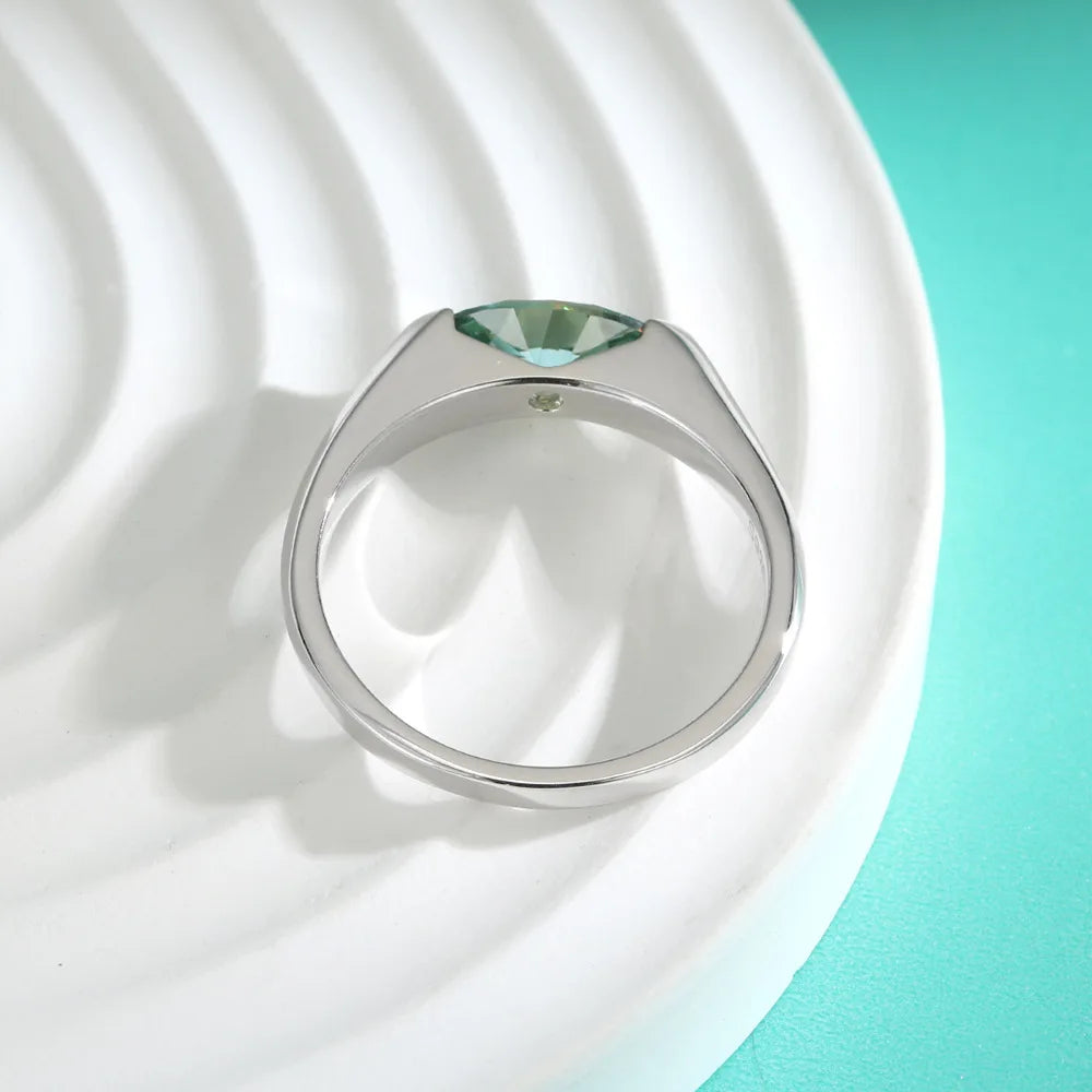 1ct Olive Moissanite Ring D Color Laboratory Diamond Rings Jewelry 18K Gold Plated S925 Silver Certificate