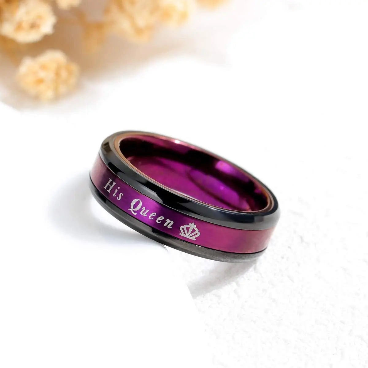 Promise Rings For Couple Romantic Her King His Queen Stainless Steel Couple Rings Wedding Band Jewelry Anniversary Gift