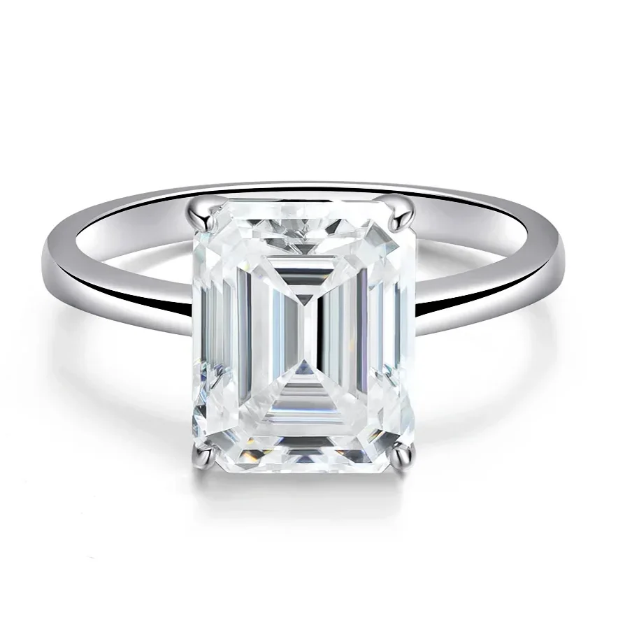 8x10MM 4ct Yellow Moissanite Ring Women with Certificate Passed Diamond Testing Rings Jewelry S925 Silver Gold-Plated