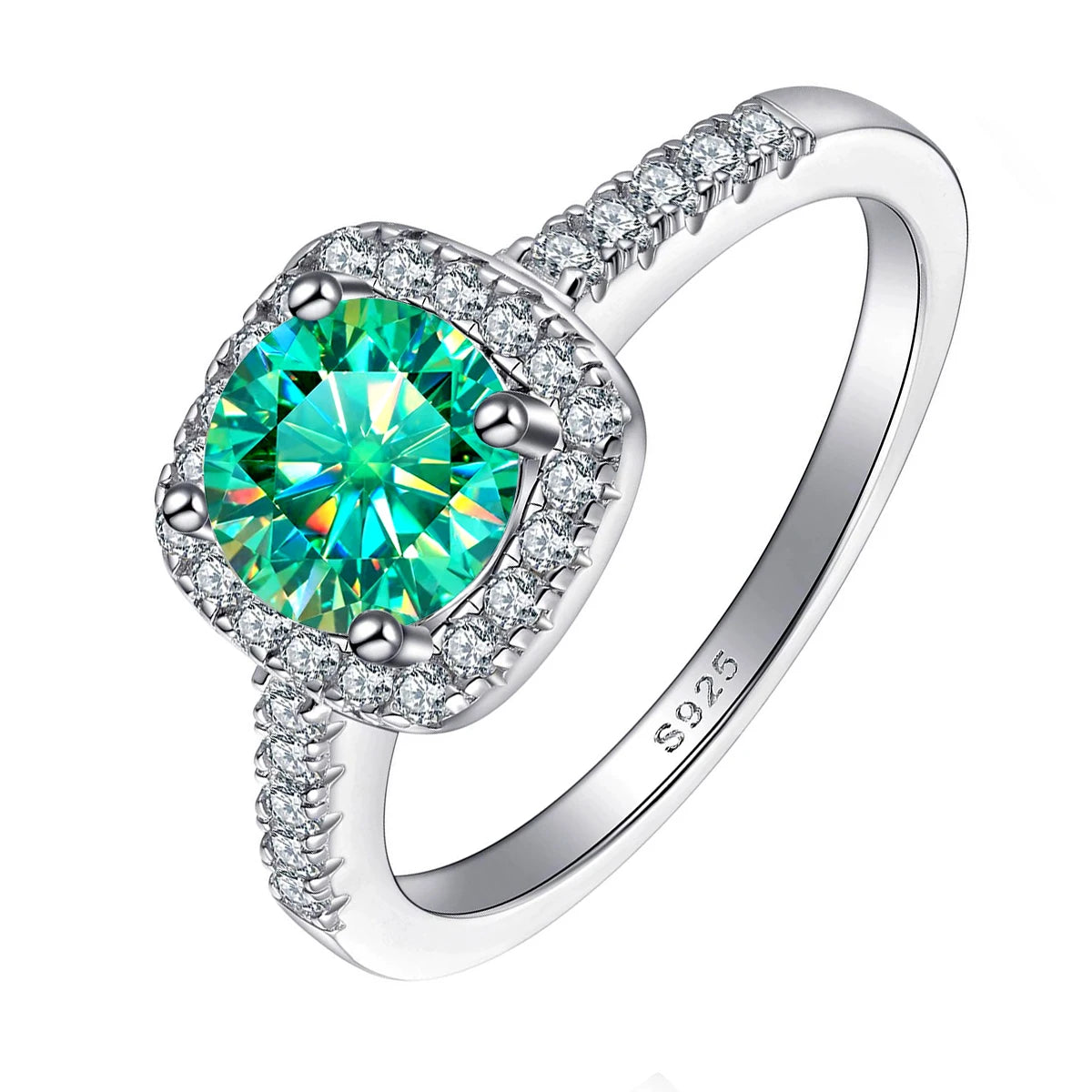 Luxury 100% 1-2ct Color Moissanite Ring with Certificate Passed Diamond Test S925 Silver Ring Women Jewelry Gift