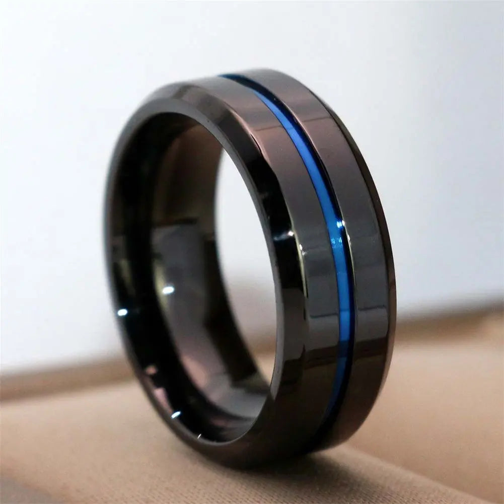 Couple Rings Romantic Women Black Rhinestones CZ Rings Set Trendy Men Stainless Steel Ring Wedding Band Jewelry Gifts