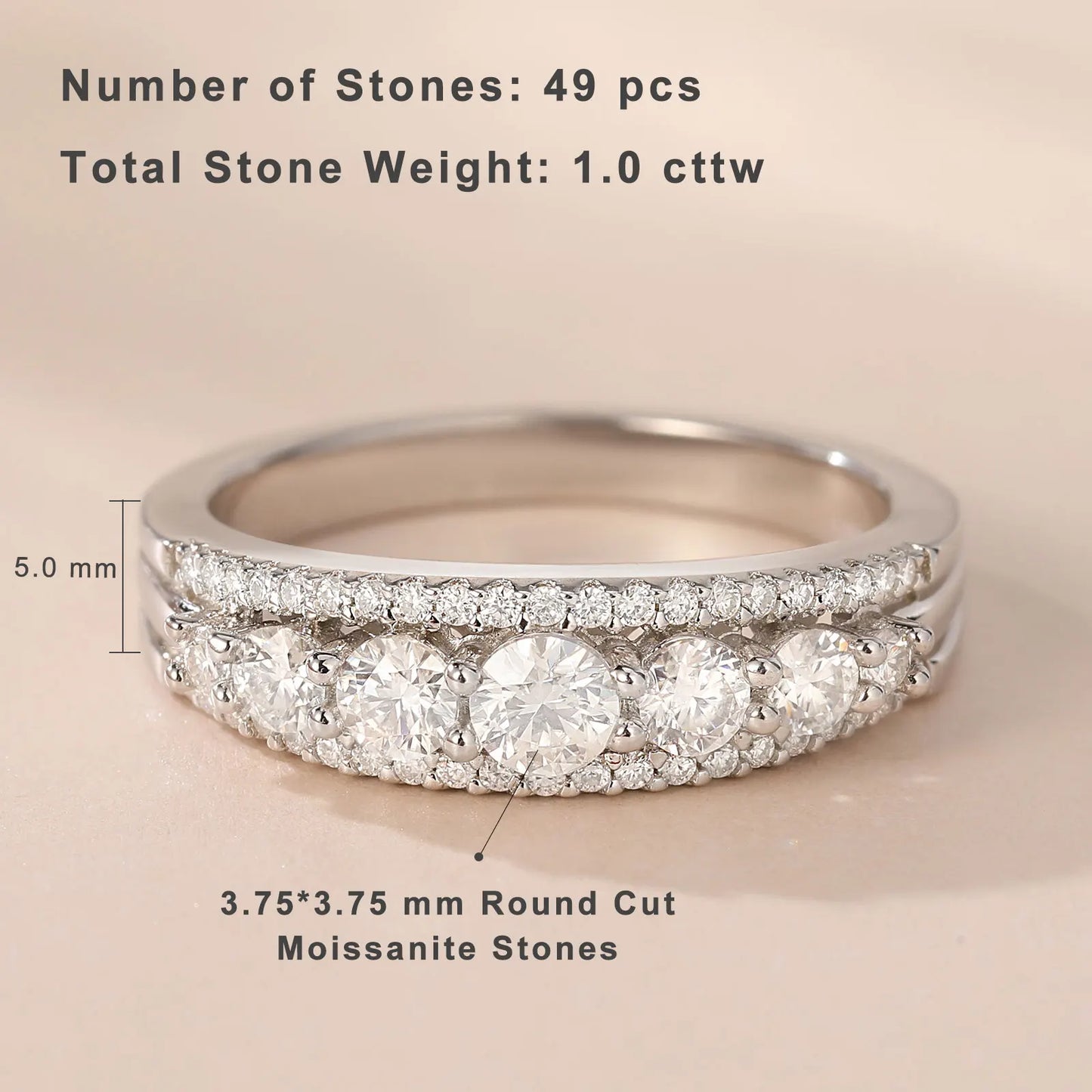Luxury Moissanite Wedding Rings for Women Original 925 Sterling Silver Eternity Band Brilliant Engagement Ring Jewelry