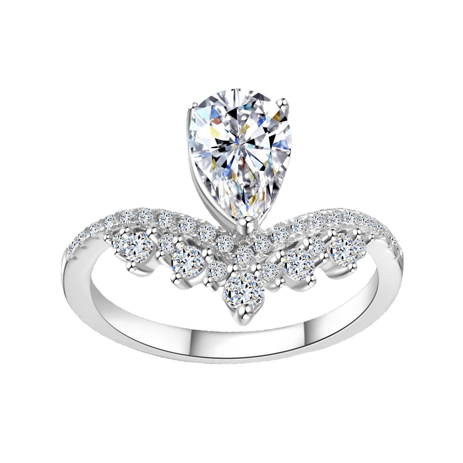 Luxury 1.5ct Water Drop Moissanite Ring wit Certificate Laboratory Diamond Rings Women Wedding Jewelry 18K Gold Plated S925 Si