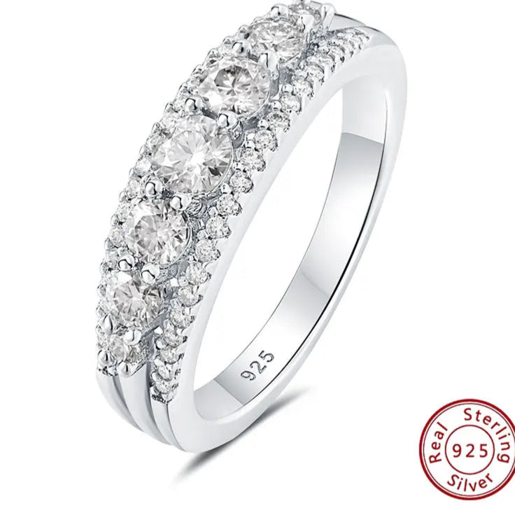 Luxury Moissanite Wedding Rings for Women Original 925 Sterling Silver Eternity Band Brilliant Engagement Ring Jewelry