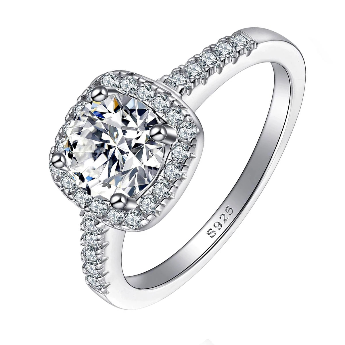 Luxury 100% 1-2ct Color Moissanite Ring with Certificate Passed Diamond Test S925 Silver Ring Women Jewelry Gift