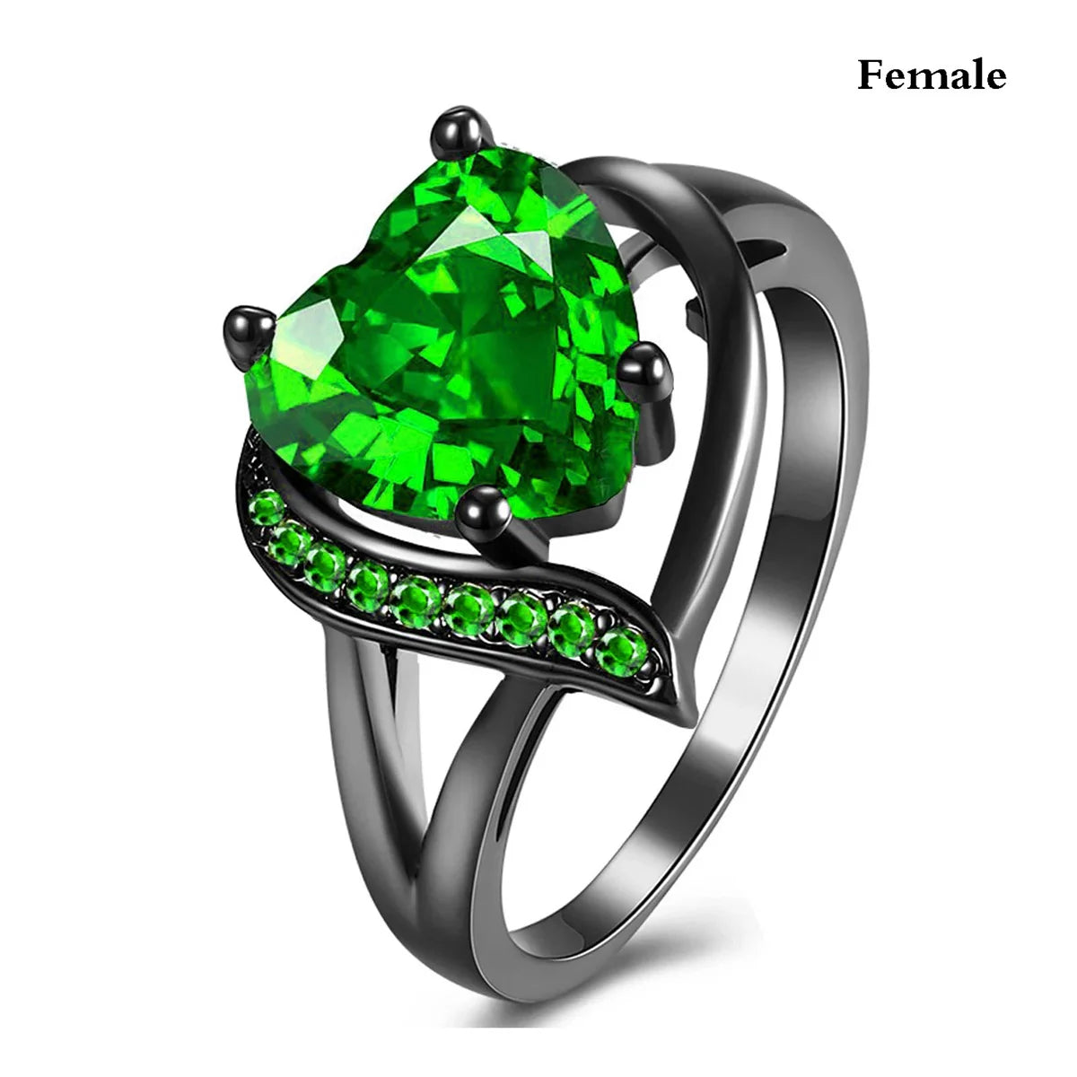 Couple Rings Romantic Women Heart Green Rhinestones Zircon Ring Men Stainless Steel Celtic Dragon Ring Wedding Jewelry