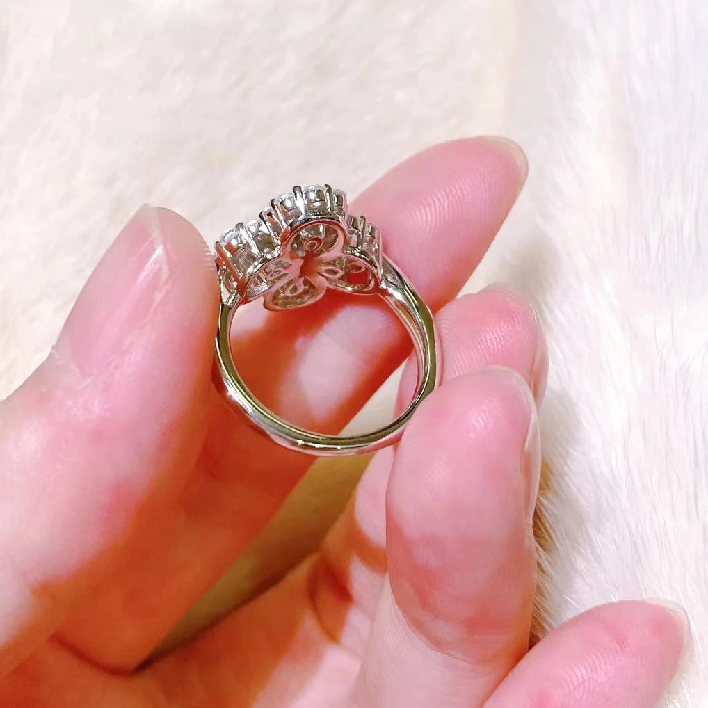 Fashion 4 Leaf Petal Ring First Order -10 Solid S925 Silver Jewelry Women's Wedding Party Gift