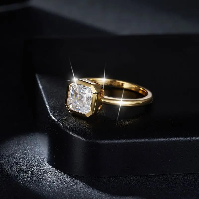 2.0ct Moissanite Wedding Ring for Women 7x7MM Laboratory Crafted Diamond S925 Silver Plated Gold Jewelry with Certificate