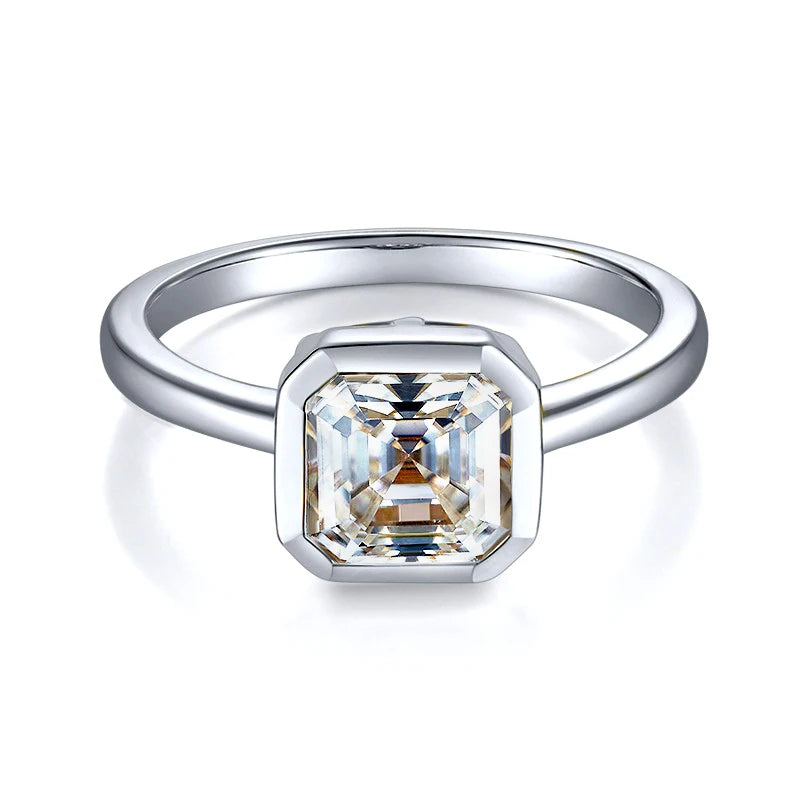 2.0ct Moissanite Wedding Ring for Women 7x7MM Laboratory Crafted Diamond S925 Silver Plated Gold Jewelry with Certificate
