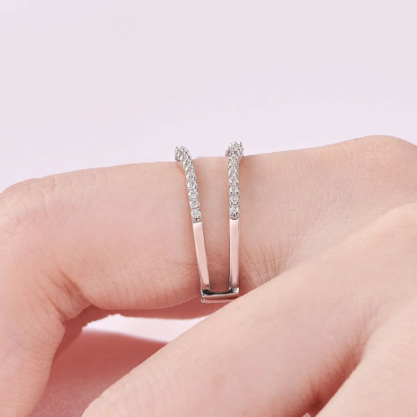 925 Sterling Silver Adjustable Guard Enhancer Curved Ring AAAAA Cubic Zircon Stack Wrap for Women Engagement Fine Jewelry