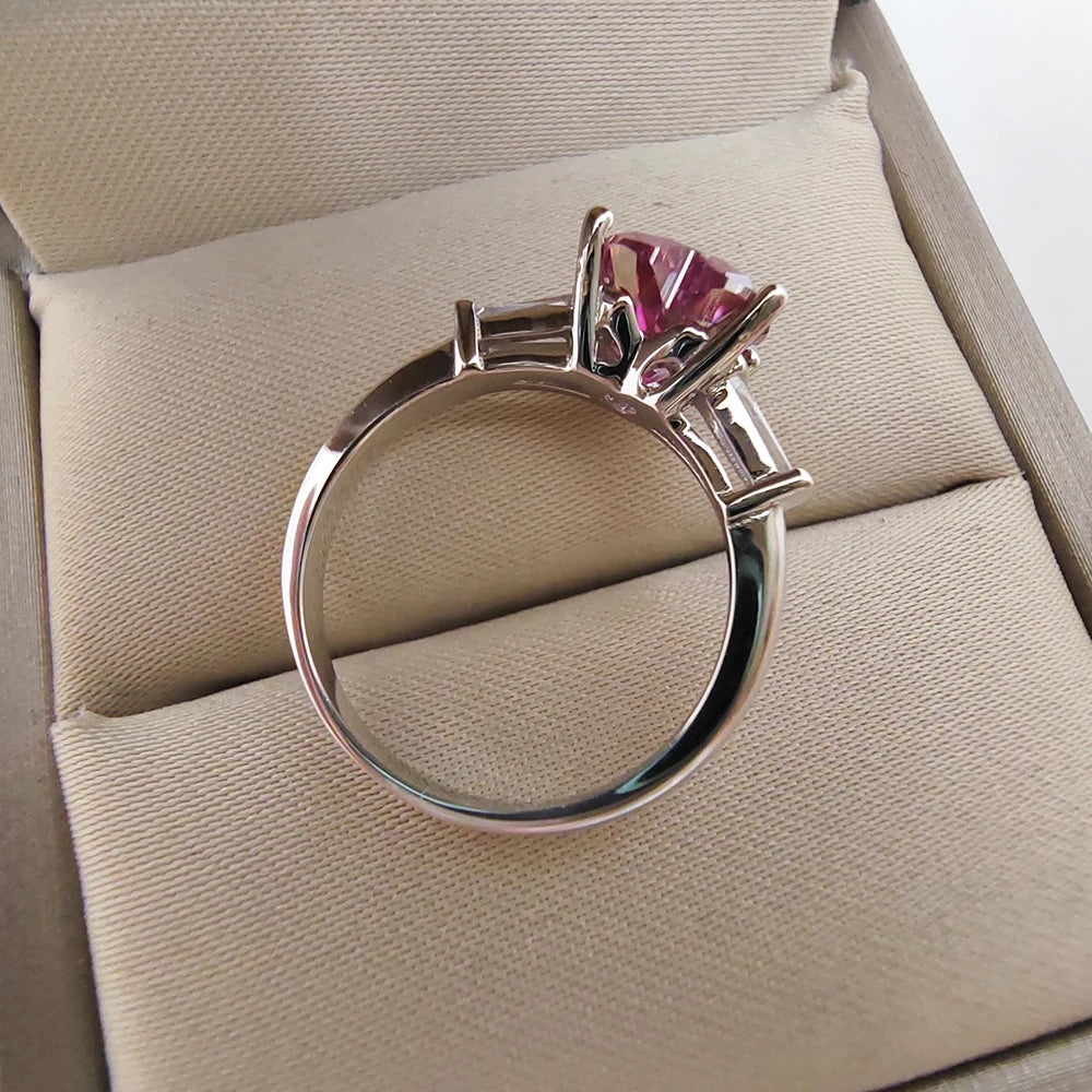 Luomansi S925 Romantic Heart Ring 1CT Pink Moissanite with Certificate Senior Female Jewelry Anniversary Party Gift