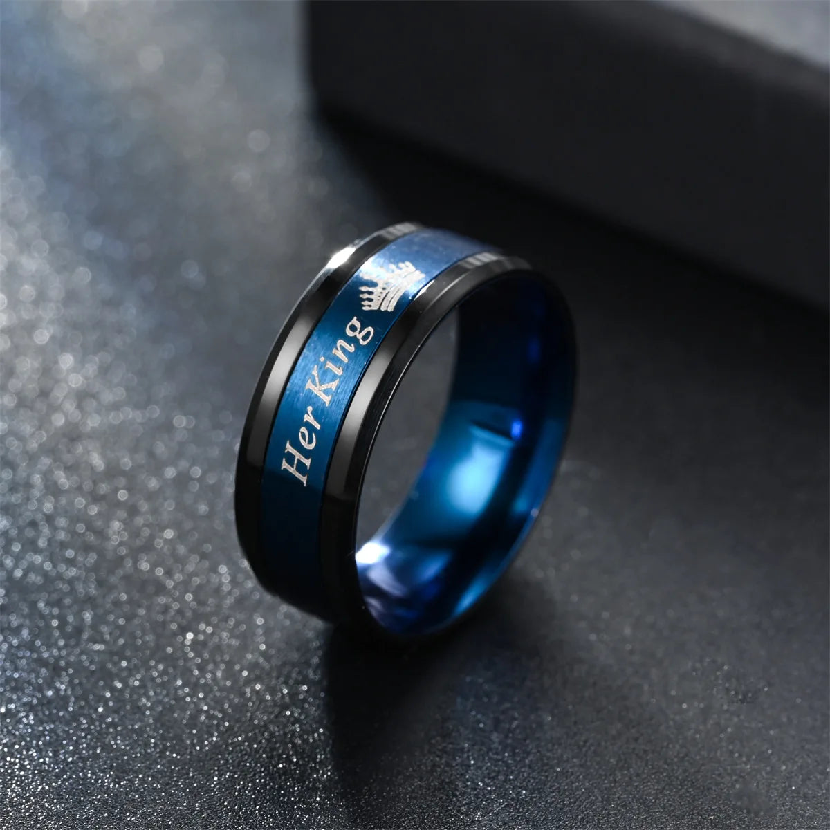 Promise Rings For Couple Romantic Her King His Queen Stainless Steel Couple Rings Wedding Band Jewelry Anniversary Gift