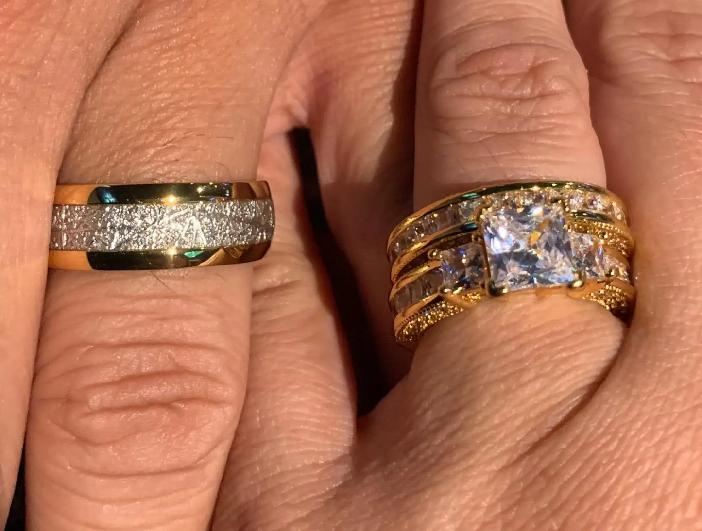 Couple Rings Vintage Stainless Steel Men Wedding Ring Elegant Square Cut Zircon Ring Set Bridal Engagement Jewelry Gifts