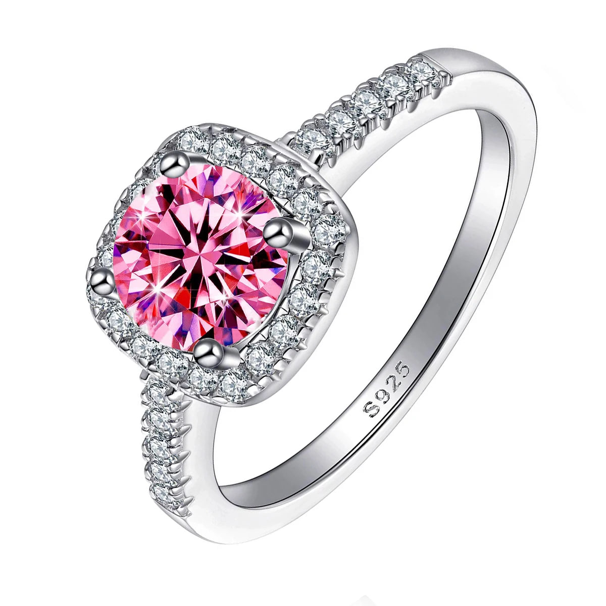 Luxury 100% 1-2ct Color Moissanite Ring with Certificate Passed Diamond Test S925 Silver Ring Women Jewelry Gift