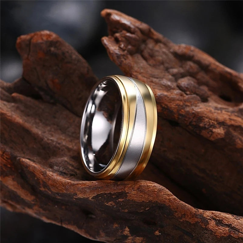 Couple Rings Women White Crystal Rhinestones Rings Set Men Stainless Steel Rings Wedding Band Jewelry Gifts For Lover