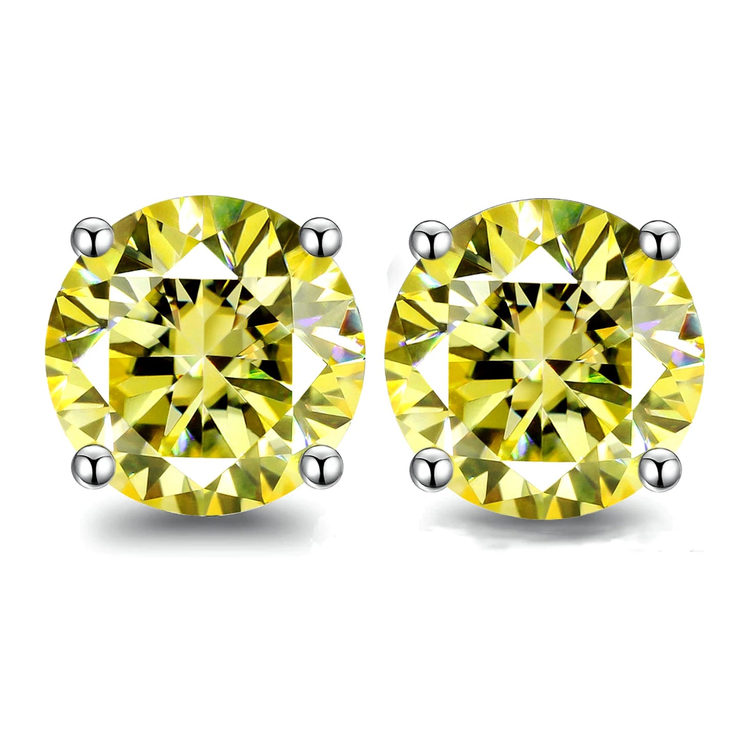Classic 4-Claw Cyan Moissanite Stud Earrings Women 0.5-2 Carat Laboratory Diamond S925 Silver Wedding Jewelry with Certificate