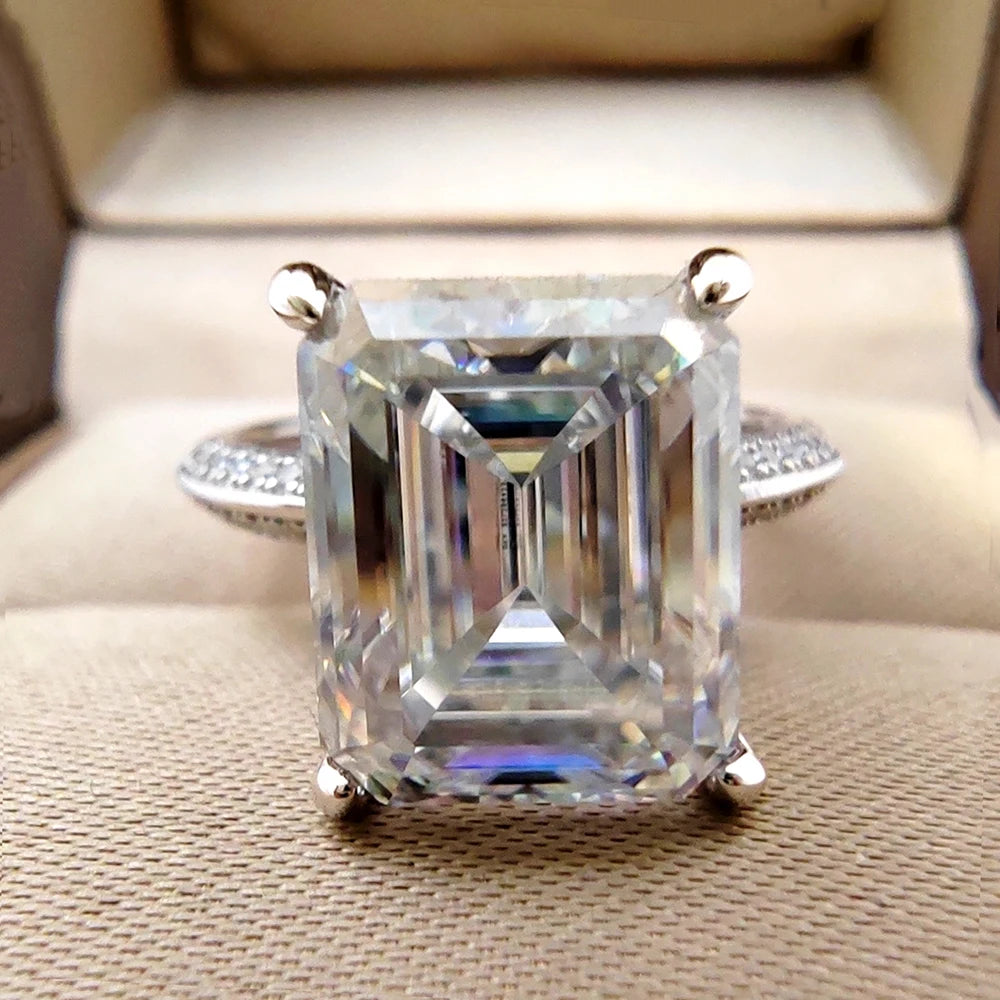 Super Flash 9x11MM Moissanite Ring 5ct Radiation Laboratory Diamond Wedding Engagement Rings S925 Silver Jewelry Certificate