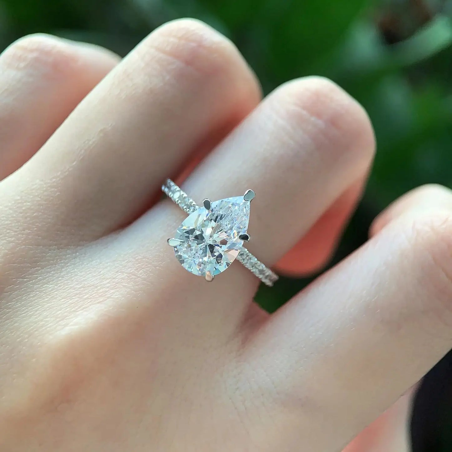 Super Sparkling Pear shaped Moissanite Drop Ring Women with Certificate 1-2ct Laboratory Diamond Rings Jewelry S925 Silver