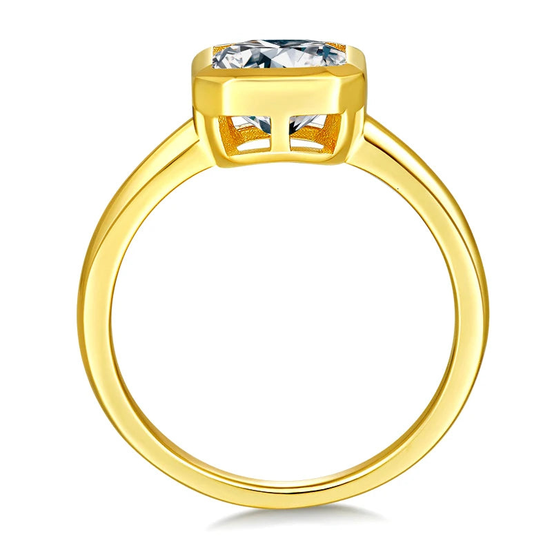 2.0ct Moissanite Wedding Ring for Women 7x7MM Laboratory Crafted Diamond S925 Silver Plated Gold Jewelry with Certificate