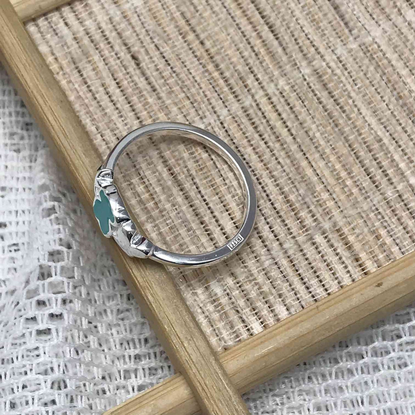 Silver Bold Motif Ring with an amazonite bear