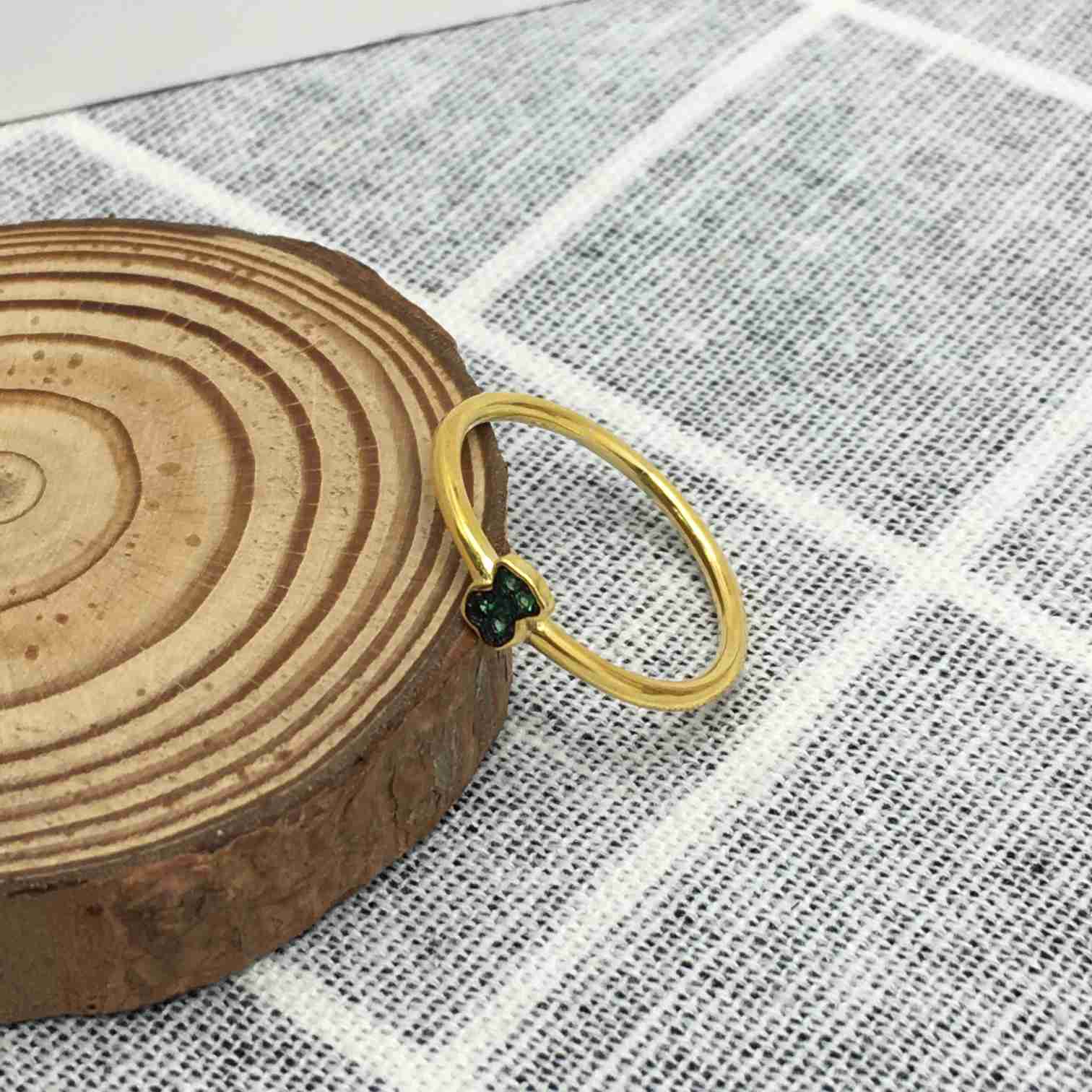 Silver vermeil New Motif Ring with chrome diopside bear