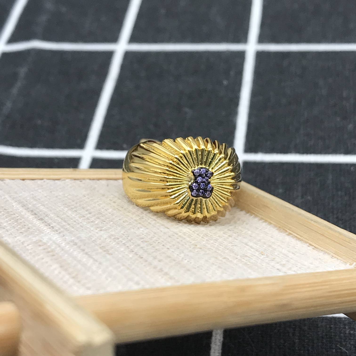 Silver vermeil Signet ring and bear with iolite Iris Motif