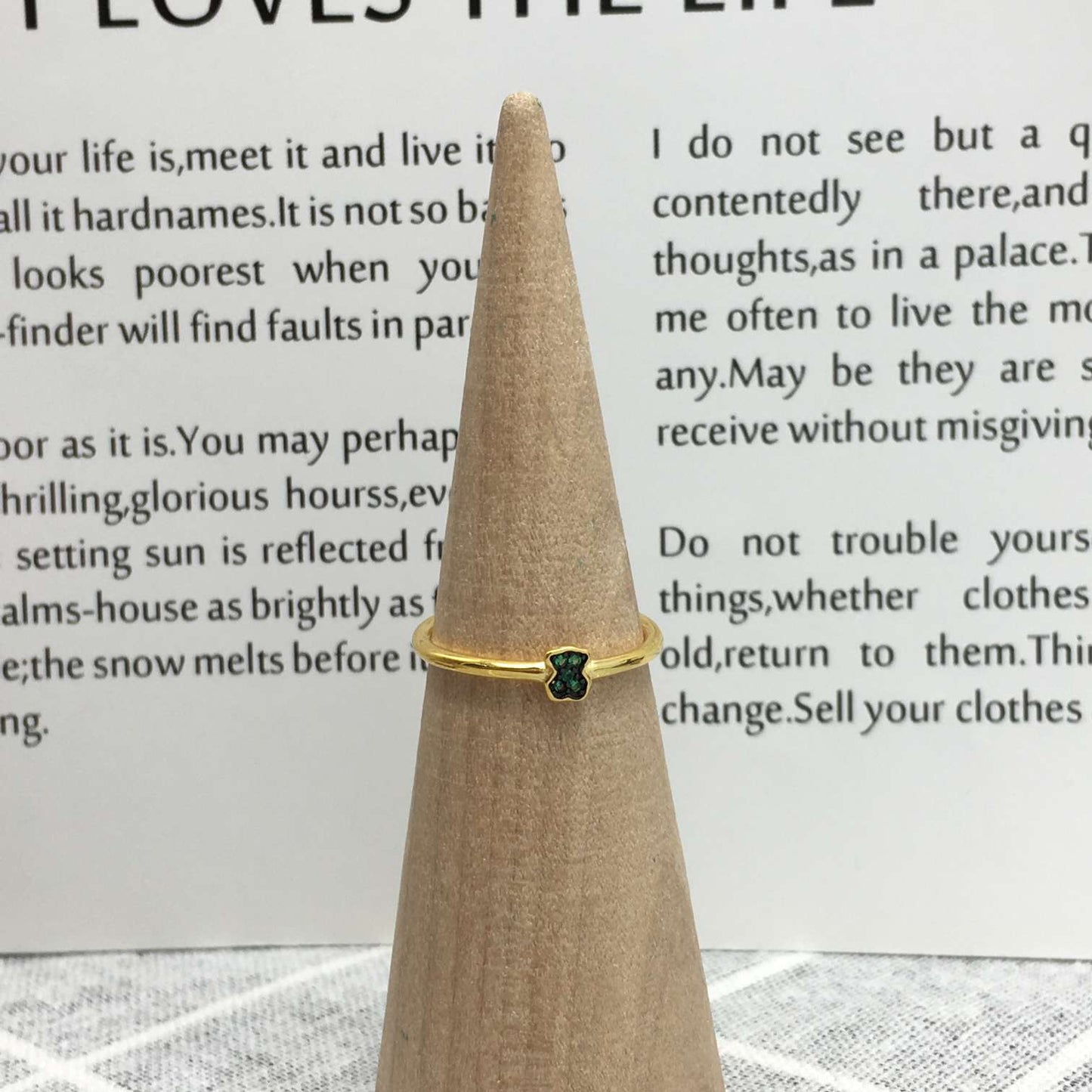 Silver vermeil New Motif Ring with chrome diopside bear