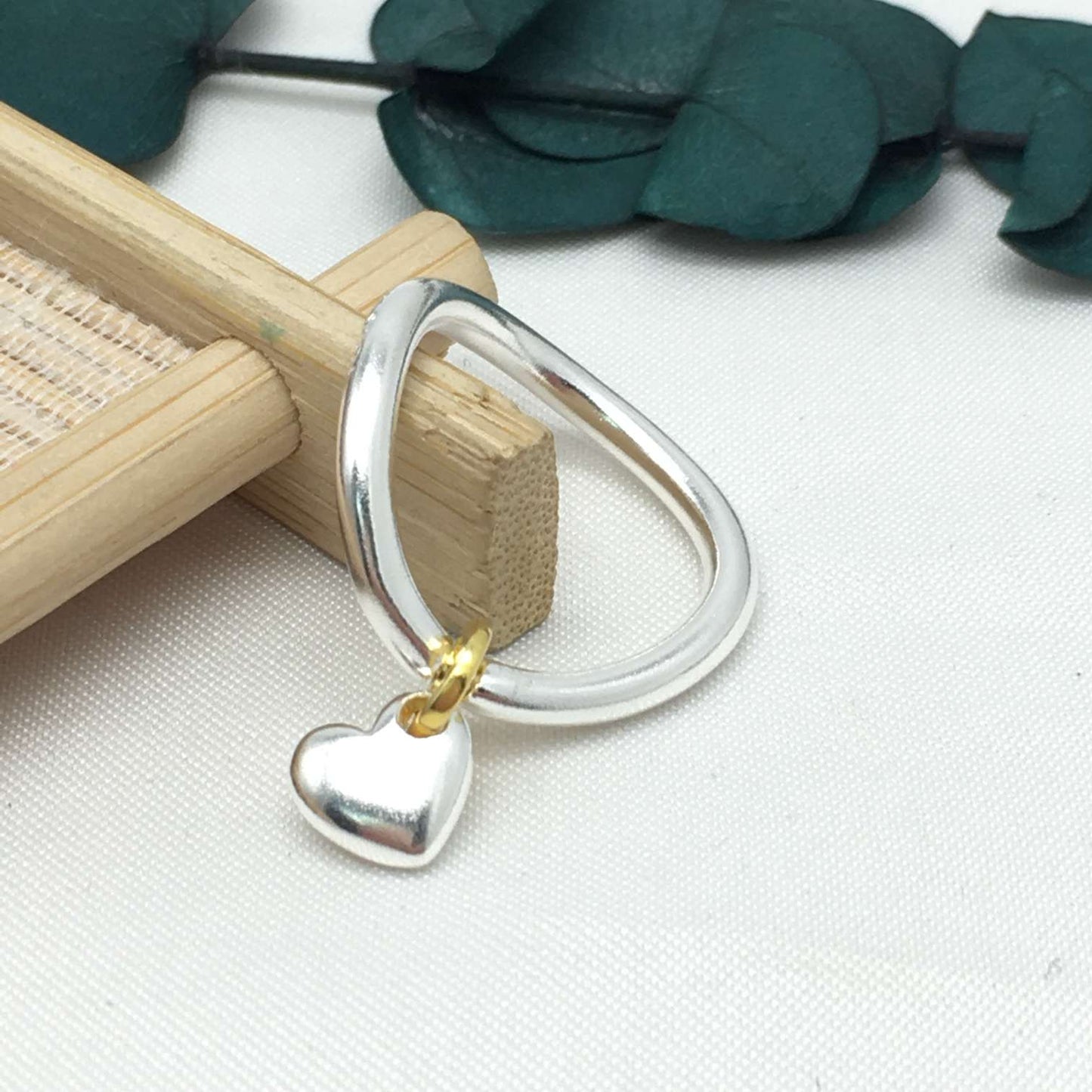 Silver vermeil Luah luna Ring with heart sapphires