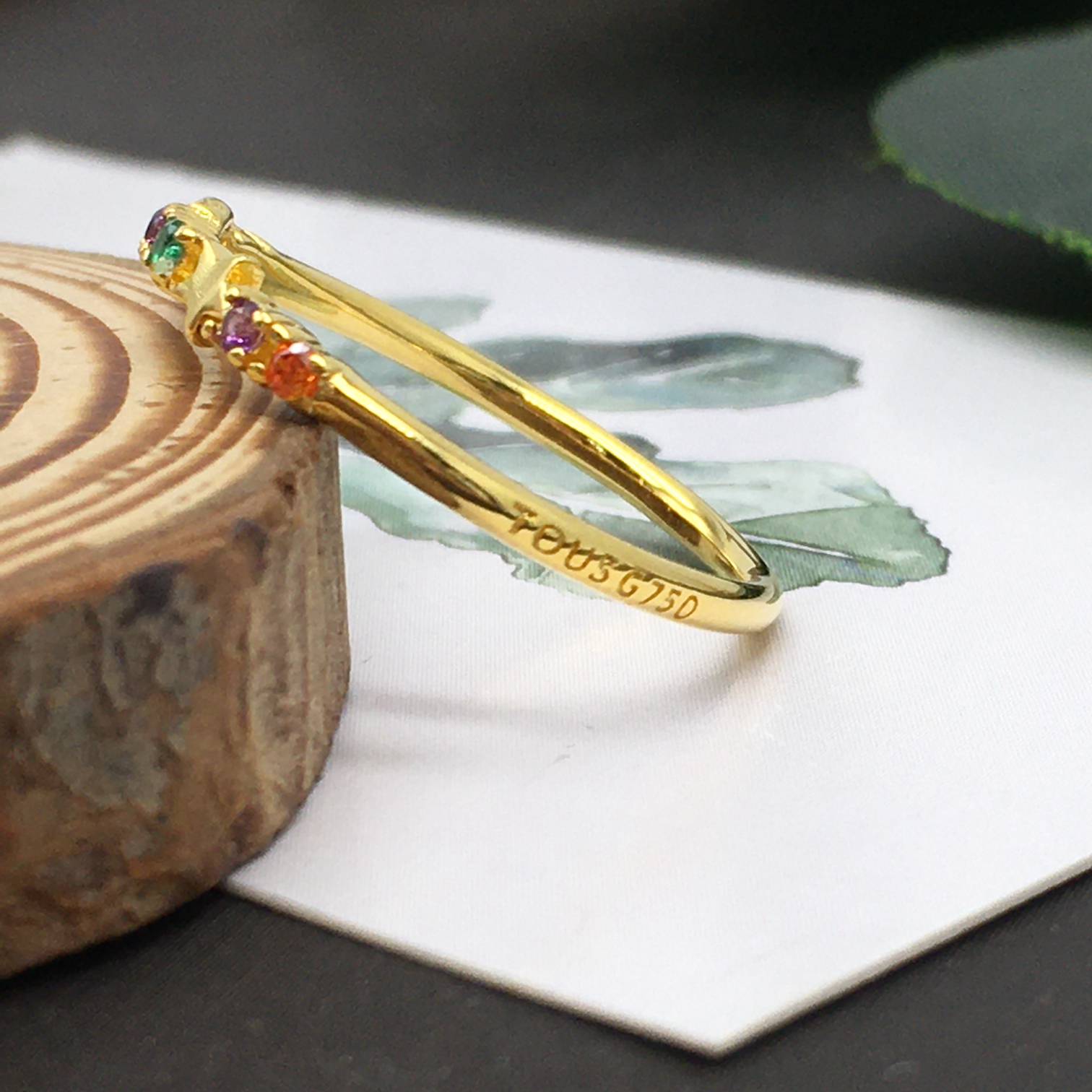 Virtual Garden Wedding band with gemstones