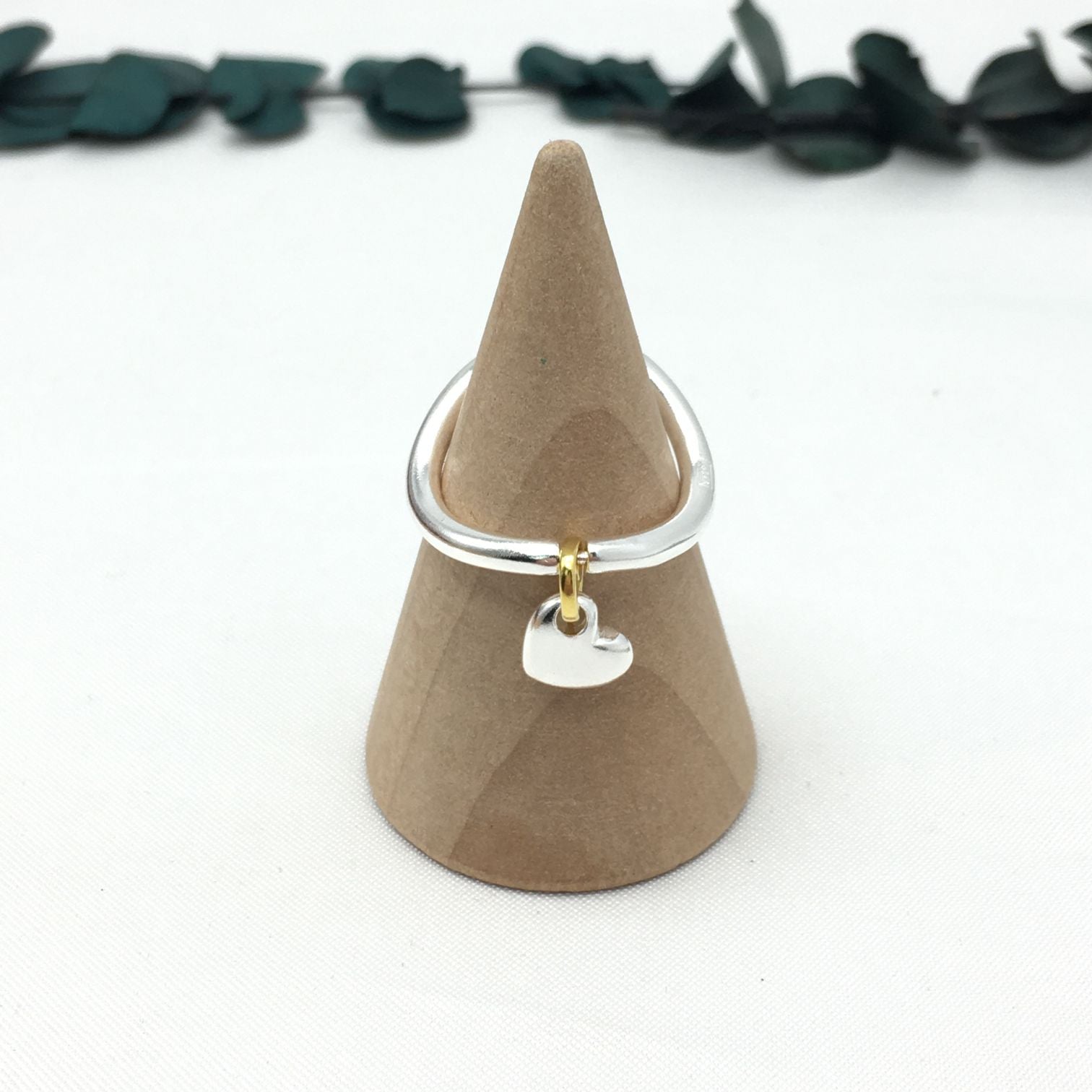 Silver vermeil Luah luna Ring with heart sapphires