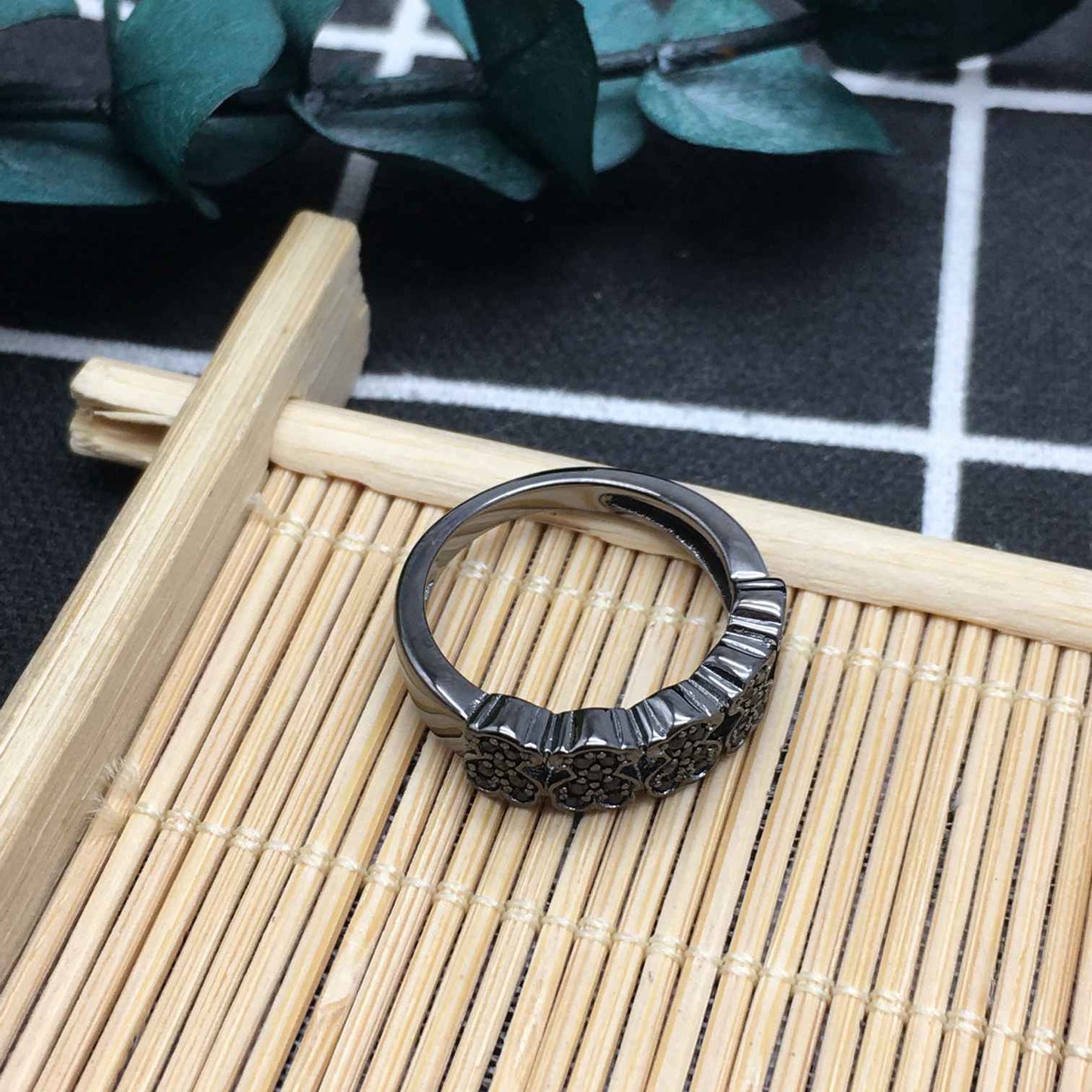 White Bear Ring with black bears