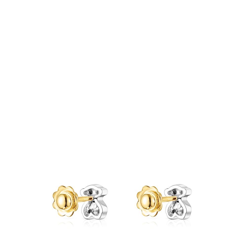 Gold Puppies earrings with diamonds bear motif |