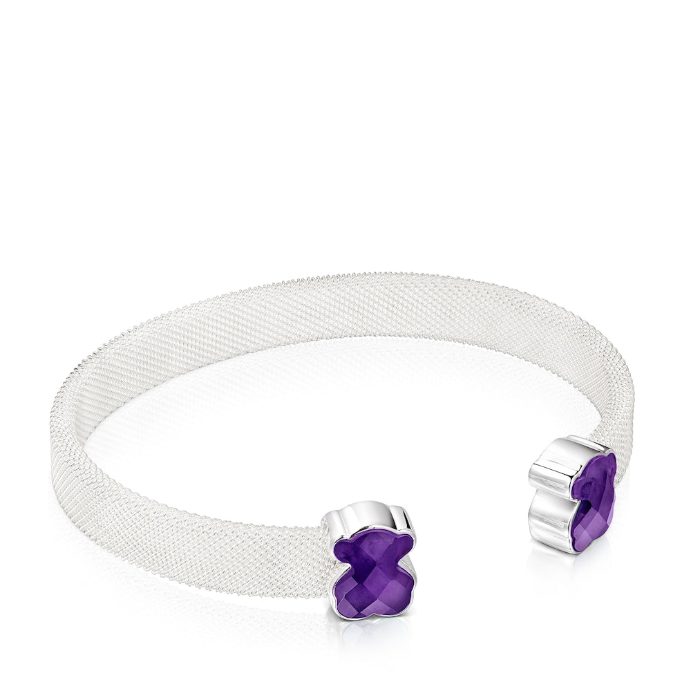 Silver Mesh Color Bracelet with Amethyst